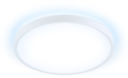 Светильник потолочный светодиодный круглый белый, IP44, влагозащищенный, с парящим эффектом, подсветка основания, подходит для ванной D29см*4см 24Вт+10Вт 6400К минимализм, для кухни, для прихожей, для офиса