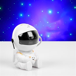 Светильник проектор ночник лазерный+RGB «Космонавт со звездой» c пультом 13 см, 5В, белый