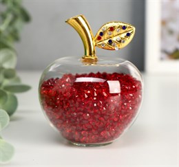 Сувенир стекло "Яблочко с бисером" красное 7х5,5х5,5 см