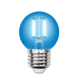 Лампа светодиодная Uniel филаментная цветная шар синийLED-G45-5W-BLUE-E27 GLA02BL