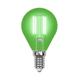 Лампа светодиодная Uniel филаментная цветная шар зеленый LED-G45-5W-GREEN-E14 GLA02GR