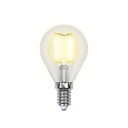 Лампа светодиодная Uniel филаментная шар E14 прозрачная 6Вт 3000К