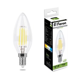 Лампа светодиодная Feron филаментная B-66 Свеча E14 7W 4000K 25780