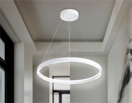 Люстра светодиодная кольцо 60см подвесная рассеянный+направленный свет белая высота до 60см в гостиную, на кухню, в офис 35Вт 3000-6400К