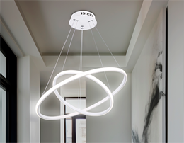 Люстра подвесная светодиодная 2 кольца сатурн белая D60см 45Вт 4200Вт длина до 1,2м над столом, для кухни, для гостиной, для спальни, для прихожей
