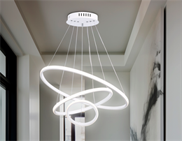 Люстра подвесная светодиодная 3 кольца сатурн белая D60см 56Вт 4200Вт длина до 1,3м над столом, для кухни, для гостиной, для спальни, для прихожей