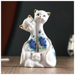Сувенир керамика "Две кошки с котёнком" 13х8 см