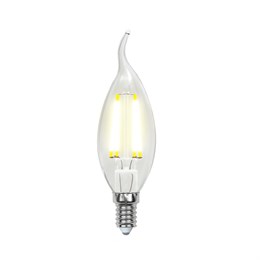 Лампа светодиодная Uniel филаментная свеча на ветру Е14 прозрачная 6Вт 3000К