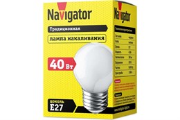 Лампа накаливания шар 40Вт белый Navigator 94 311 NI-C-40-230-E27-FR