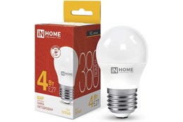 Лампа светодиодная IN HOME LED-ШАР-VC, 4 Вт, 230 В, Е27, 3000 К, 380 Лм 9527874