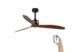 Вентилятор потолочный Faro COPPER FAN Ø1280 MM BLACK 3 BLADES DARK WOOD 33451oz с пультом 1 цвет у лопастей с реверсом, черный/грецкий орех DC двигатель