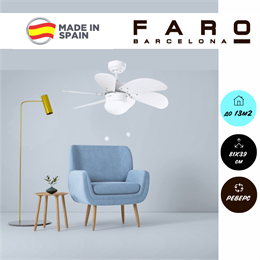 Люстра вентилятор потолочный Faro Barcelona 81X39 СМ IP20 13 м2 1XЕ14 тяговые цепи двигатель AC-стандарт белый