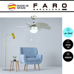 Люстра вентилятор потолочный Faro Barcelona 81X39 СМ IP20 13 м2 1XЕ14 тяговые цепи двигатель AC-стандарт серый