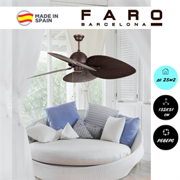 Потолочный вентилятор Faro Barcelona 132X51 см 18-25 м2 тяговые цепи IP20 3 скорости двигатель AC-стандарт венге