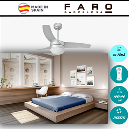 Люстра вентилятор потолочный Faro Barcelona 105X46 СМ IP20 13 м2 2XЕ27 с пультом ДУ двигатель AC-стандарт серый/серый