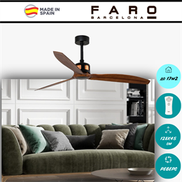 Потолочный вентилятор Faro Barcelona  128X45 СМ IP20 13-17 м2 с пультом ДУ 6 скоростей  двигатель DC-бесшумный черный/коричневый