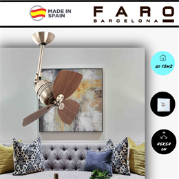 Потолочный вентилятор Faro Barcelona  46X54 СМ IP20 13 м2 настенный переключатель 4 скорости  двигатель AC-стандарт бронза/грецкий орех