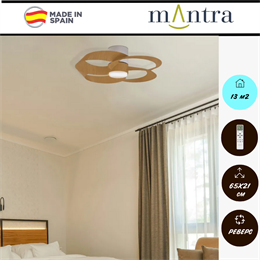 Люстра вентилятор потолочный 65X21 СМ IP20 13 м2 LED с пультом ДУ двигатель DC-бесшумный белый/дерево mantra_8707