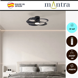 Люстра вентилятор потолочный 65X21 СМ IP20 13 м2 LED с пультом ДУ двигатель DC-бесшумный черный/черный mantra_8706
