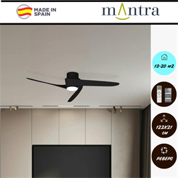 Люстра вентилятор потолочный 122X21,5 СМ IP20 13-20 м2 LED с пультом ДУ двигатель DC-бесшумный черный/черный mantra_8709