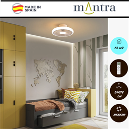 Люстра вентилятор потолочный  51,2X18 СМ IP20 13 м2 LED с пультом ДУ двигатель DC-бесшумный белый mantra_8231