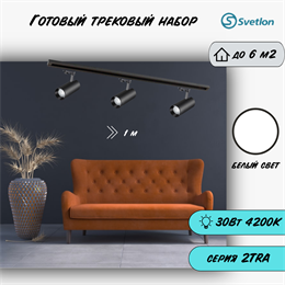 Трековые светильники светодиодные набор 1м черный 3штX10Вт 4200К TRA2 спот 12X6см TR5210-b-4200-1m-3