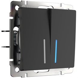 Выключатель двухклавишный с подсветкой черный матовый Werkel W1120108 werkel_a051619
