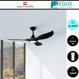 Люстра вентилятор потолочный 132X33 СМ IP20 LED 17-25 м2 с пультом ДУ 5 скоростей двигатель DC-бесшумный черный eglo_35008