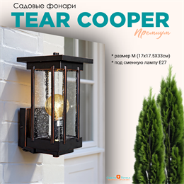 Светильник уличный настенный M 17*17,5*33 см Е27 черный/медь IP44 G4442