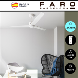 Потолочный вентилятор Faro Barcelona 132X33 СМ IP20 18-25 м2 с пультом ДУ 6 скоростей двигатель DC-бесшумный белый 33721