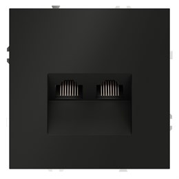 Розетка компьютерная встраиваемая VOLTUM S70 двойная RJ45+RJ45 кат.6, (черный матовый) VLS060208