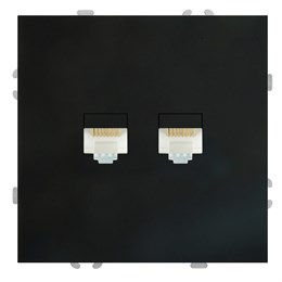 Розетка компьютерная 2-местная RJ-45 (механизм), STEKKER, серия Эмили, RST00-5111-05, черный уголь, soft touch 49848 2057161