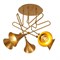 Люстра потолочная  дизайнерская  современная музыкальные инструменты, труба   5 цоколь E27     высота 60 см для ресторана для гостиной/в зал      цвет Матовое золото     D 76см - фото 1820079