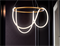 Люстра подвесная светодиодная с пультом диммируемая современная золотое кольцо с белым гибким неоном световым шнуром D60см 74Вт 3000-6400К длина до 1,2м над столом, для гостиной - фото 3335962